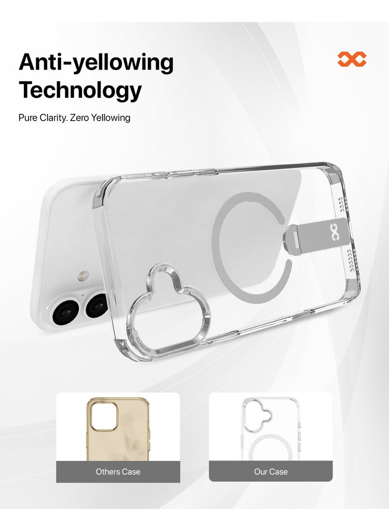 INFINYTY iPhone 16 Plus Transparent Case with Smart Metallic Stand- Stanzo, Elegant Titanium Metal Camera Frame, Multi-Angle Stand, MagSafe Compatible, Mil. Grade Drop-Tested, Slim & Design with Raised Edges - Image 4