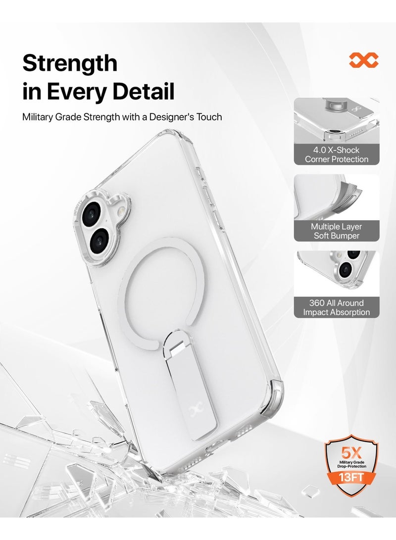 INFINYTY iPhone 16 Plus Transparent Case with Smart Metallic Stand- Stanzo, Elegant Titanium Metal Camera Frame, Multi-Angle Stand, MagSafe Compatible, Mil. Grade Drop-Tested, Slim & Design with Raised Edges - Image 2