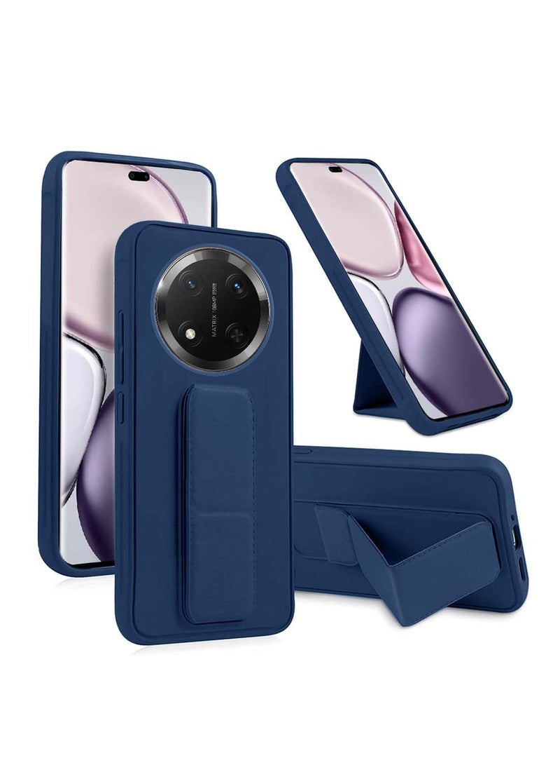 دبليو تيك هونر X9c 5G 2024 / هونر ماجيك 7 لايت 5 جي 2025 قبضة يد قابلة للطي مسند مغناطيسي حزام معصم مع غطاء هيكل حديدي مدمج - أزرق كحلي - Image 1