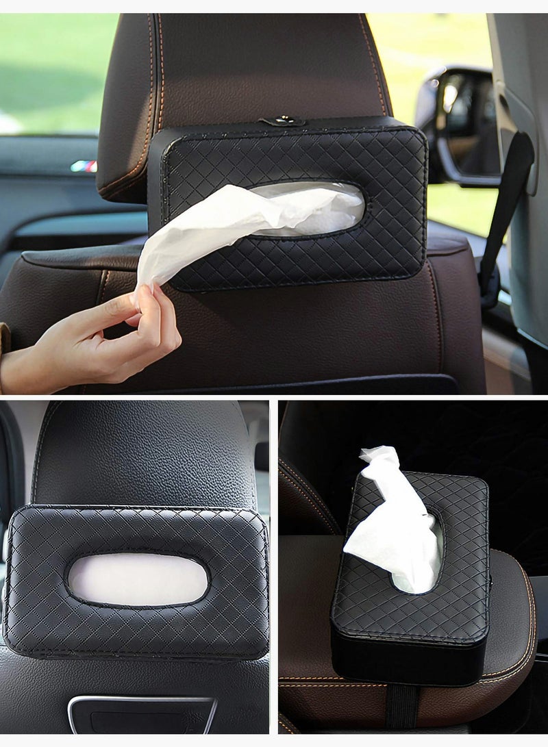 Excefore Car Tissue Holder - Mask Holder For Car - PU Leather Backseat Car Kleenex Holder,Wipes Dispenser For Car Visor,Car Tissue Holder Napkin Box  - Image 5