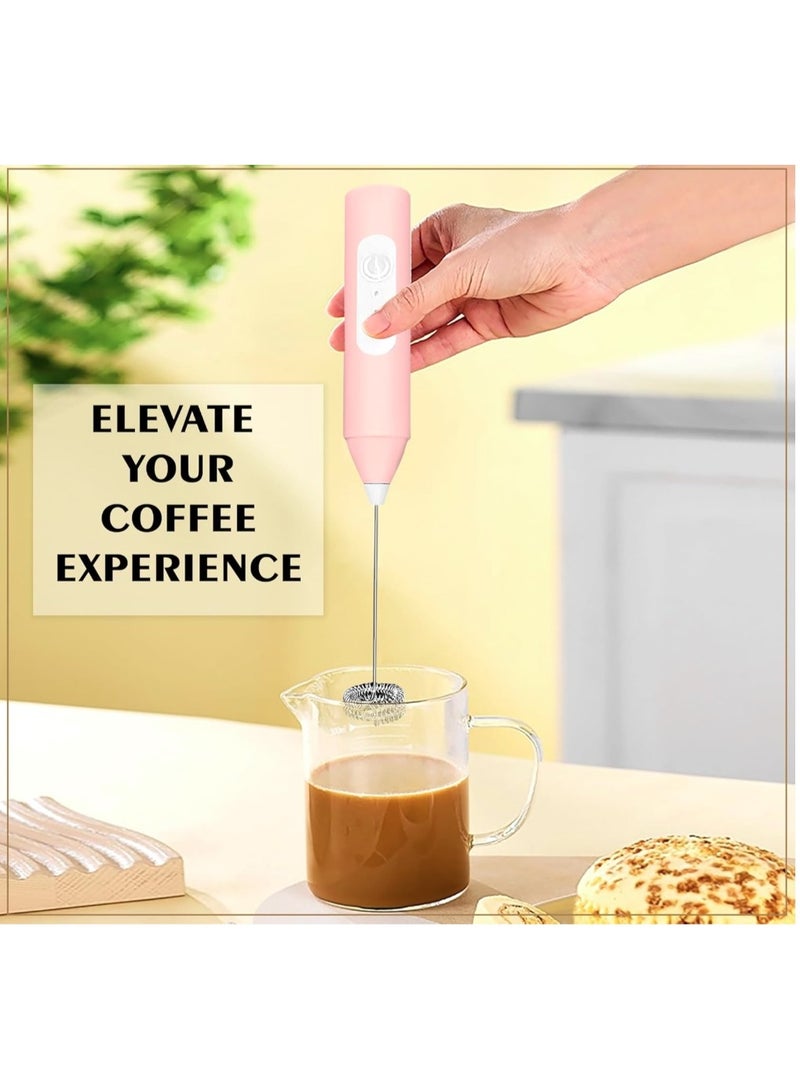 إيباسكت مضرب 3*1مضرب صنع رغوة الحليب الكهربائية القابل لإعادة الشحن - أداة خفق قوية للقهوة والكابتشينو والنسكافيه واللاتيه مع رأس لمضرب البيض( لون بينك) - Image 5