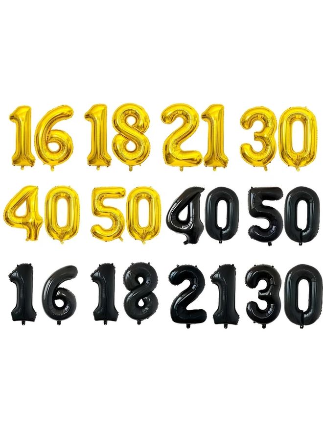 Golden Number Balloons 40 Inch Extra Large Set Birthday Party Decorations - Image 1