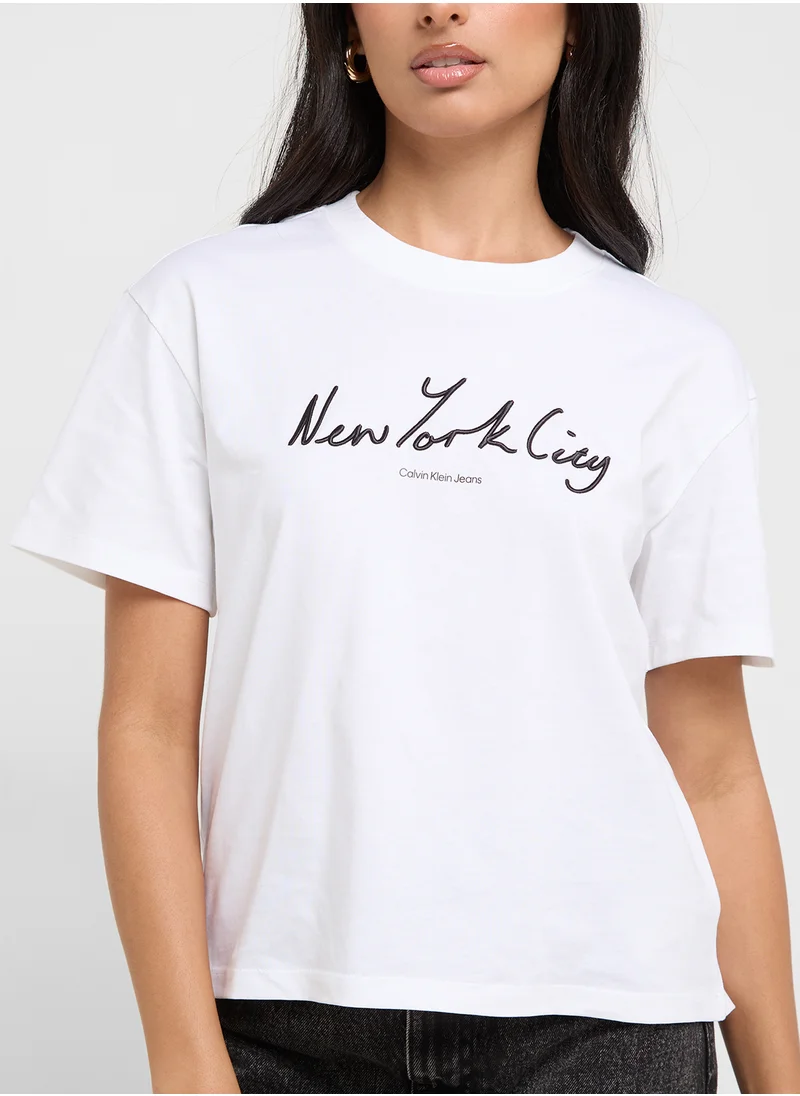 كالفن كلاين جينز Embroidered Nyc Relaxed Tee
