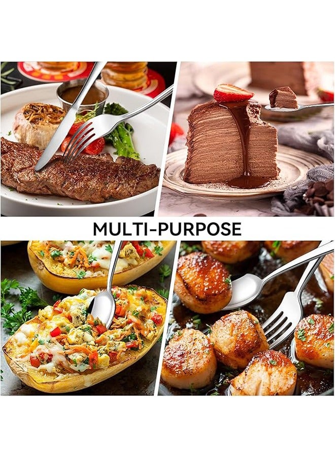 RollsTimi  24PCS Flatware Set, Stainless Steel Flatware Cutlery Set, Silverware Set with Spoon Knife and Fork, Mirror Polished, Dishwasher Safe, with Hanging Cutlery - Image 3