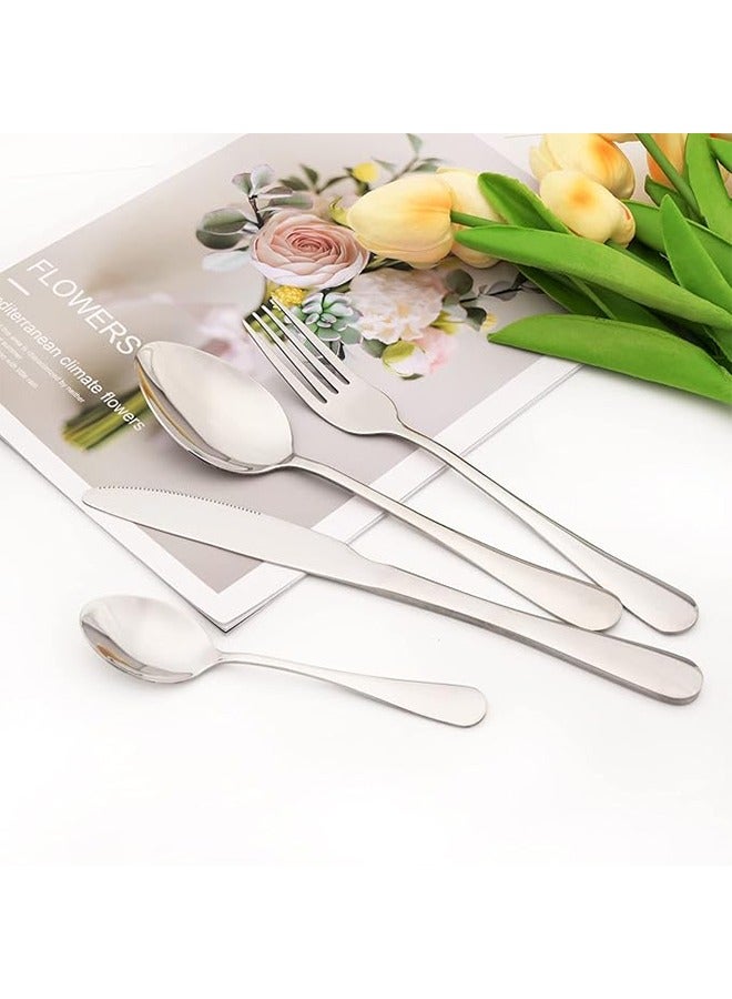 RollsTimi  24PCS Flatware Set, Stainless Steel Flatware Cutlery Set, Silverware Set with Spoon Knife and Fork, Mirror Polished, Dishwasher Safe, with Hanging Cutlery - Image 5