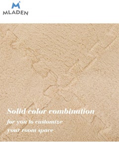 MLADEN MLADEN Interlocking Carpet Tiles Plush Puzzle Foam Floor Mat Plush Foam Floor Mat Square Interlocking Fluffy Tiles with Border Flooring Tiles Soft  Area Rugs for Home Decoratio（Beige）  - Image 3