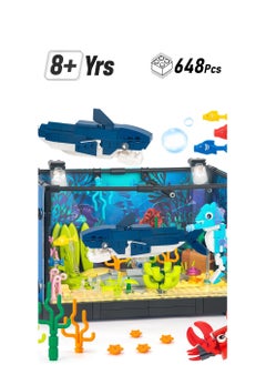 Excefore Fish Tank Building Set, Creative Fish Aquarium with Shark, Collectible DIY Toy for Adults, Boys, and Girls Ages 8+, Includes Light, 648PCS.  - Image 1