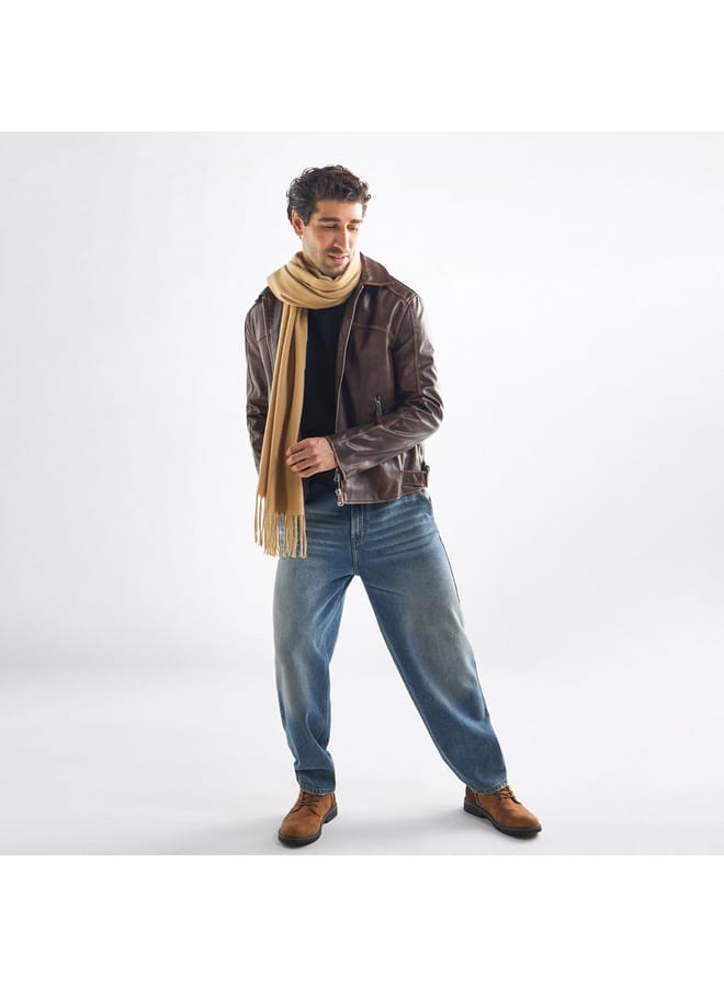 Splash FAV Solid Zip Through Jacket with Pockets and Buckle Detail  - Image 3