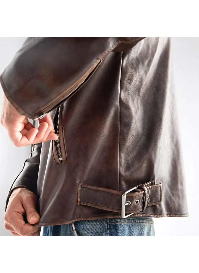 FAV Solid Zip Through Jacket with Pockets and Buckle Detail