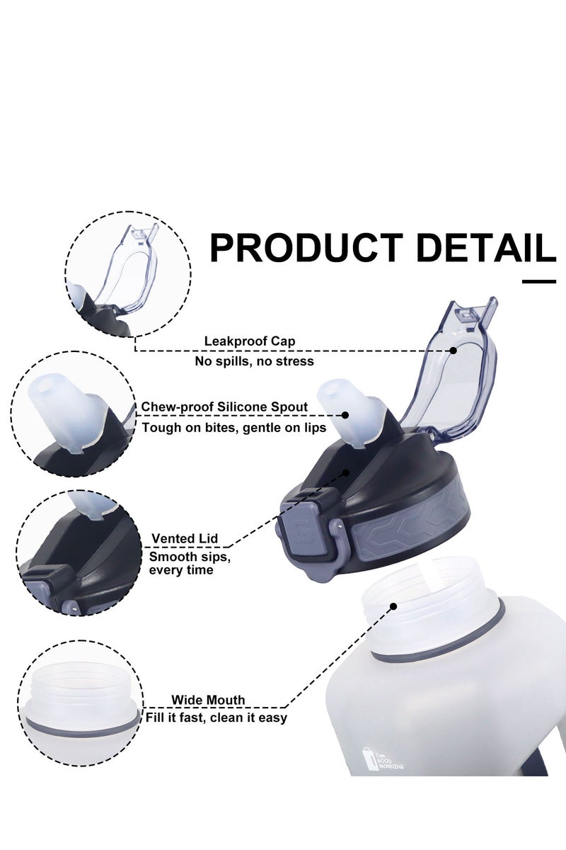 جيمفول زجاجة ماء كبيرة 2.2 لتر مع مؤشر تحفيزي للوقت - مثالية للجيم واللياقة البدنية - Image 2