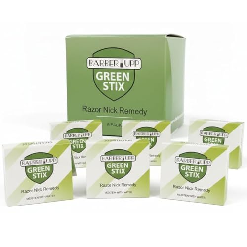 BARBERUPP Styptic Sticks for Razor Nicks - 6 Pack (120 Green Stix) Stops Bleeding Shaving Accessories for Men & Women | Disposable, Sanitary, & Fragrance-Free | Ideal for Barbers, Salons, Travel or Personal - Image 1