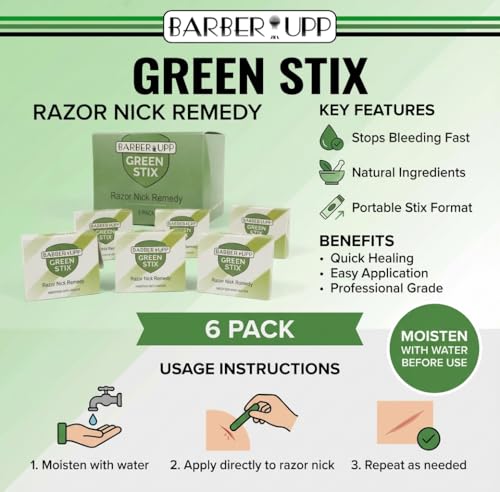 BARBERUPP Styptic Sticks for Razor Nicks - 6 Pack (120 Green Stix) Stops Bleeding Shaving Accessories for Men & Women | Disposable, Sanitary, & Fragrance-Free | Ideal for Barbers, Salons, Travel or Personal - Image 2
