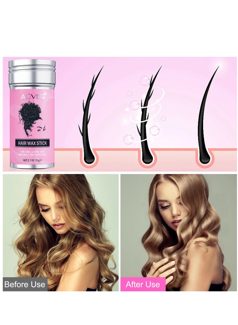 ALIVER عصا شمع الشعر 75 جرامًا لتحسين ملمس الشعر ولمعانه، شمع تصفيف الشعر، كريم تشطيب الشعر المكسور الصغير، عصا التحكم في الحواف، عصا دهن الشعر للرجال والنساء - Image 3