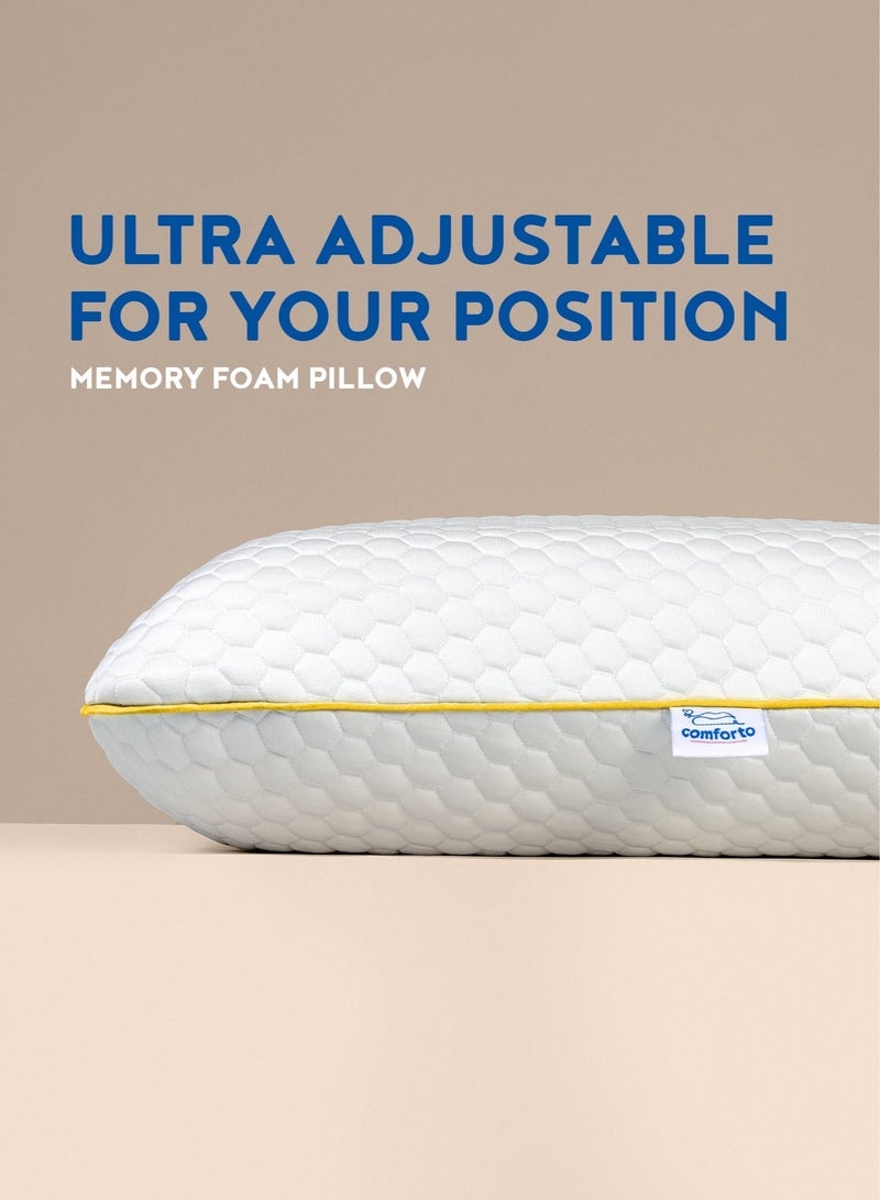 Comforto Standard Golden Piping Memory Foam Pillow 60x40x13 cm - Image 3
