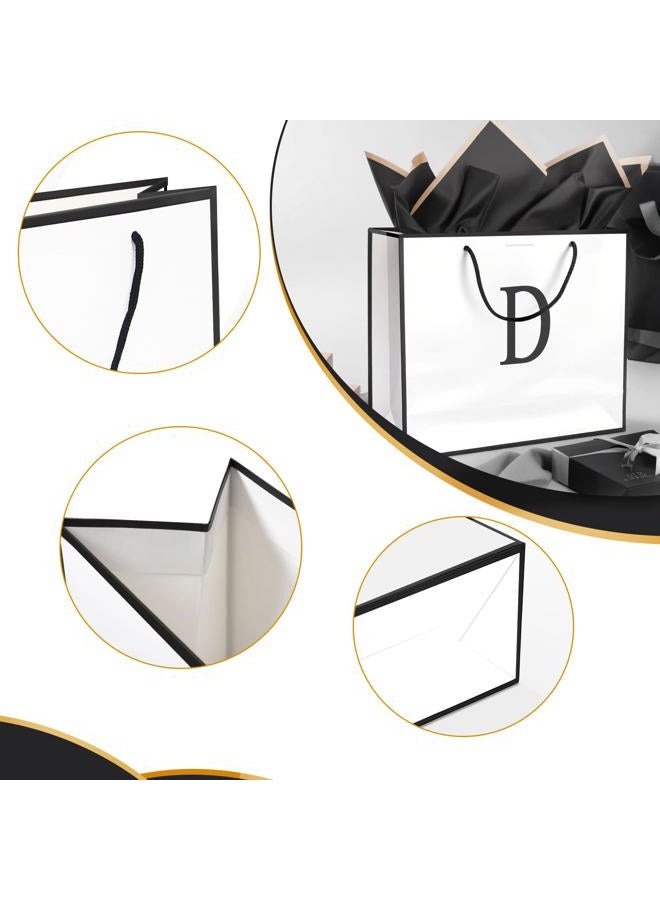 QLSKO Personalized Gift Wrap Bag Set, Monogrammed Initial, Card, Envelope, Sticker, Ribbon, Tissue (White, D-Medium) - Image 3