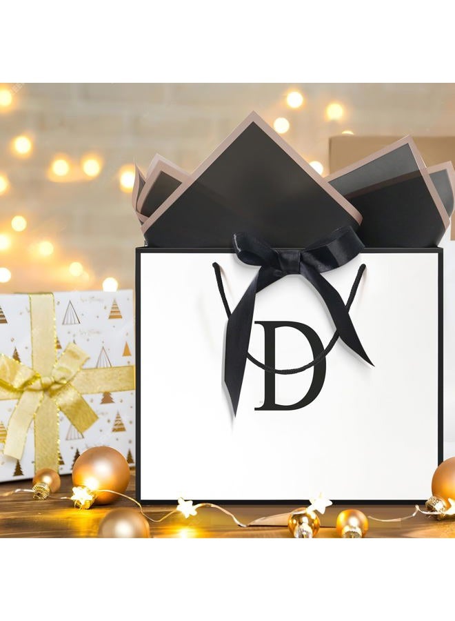 QLSKO Personalized Gift Wrap Bag Set, Monogrammed Initial, Card, Envelope, Sticker, Ribbon, Tissue (White, D-Medium) - Image 5