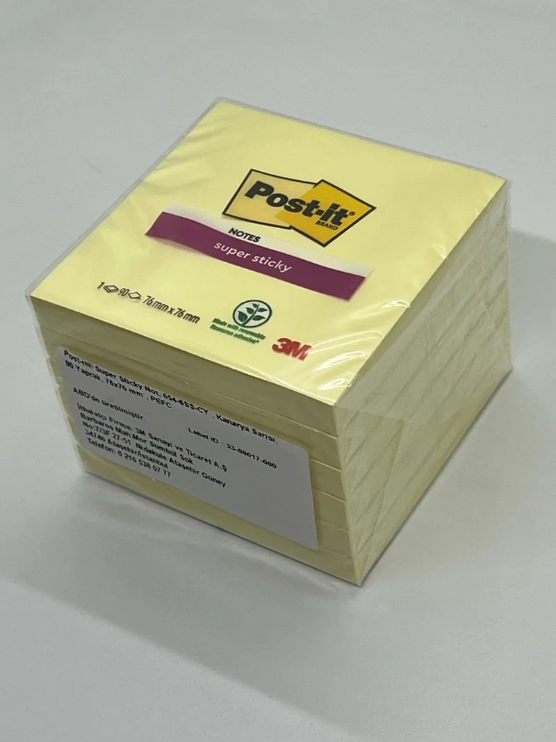 3M Post-It Super Sticky Note Canary Yellow 90 Sheets 76*76MM 6 Pack