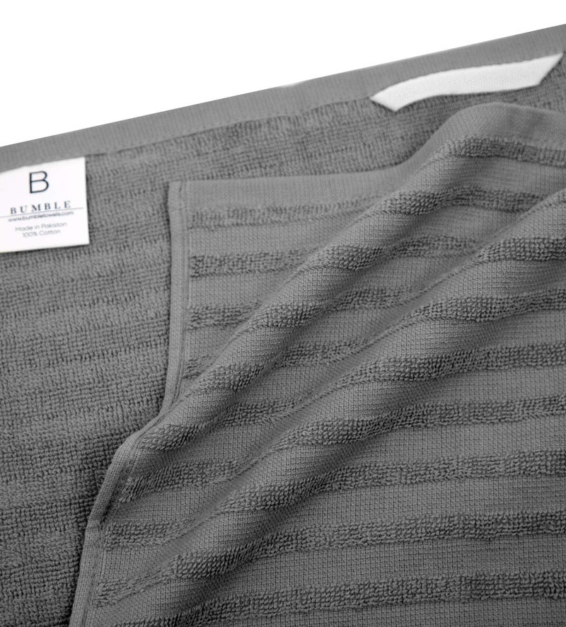 Bumble Towels مناديل مطبخ فاخرة (20”x 28”، 6 عبوات) | مناديل قطنية كبيرة | مجموعة مناديل مطبخ مسطحة وطرية عالية الامتصاص مع حلقة تعليق | خطوط عريضة رمادية - Image 4