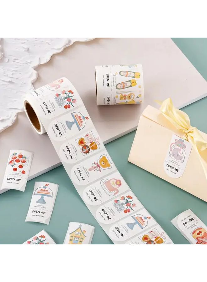 Cute Watercolor Stickers Roll 150 Sheets Self Adhesive Oval Labels for DIY Crafts Journals - Image 3