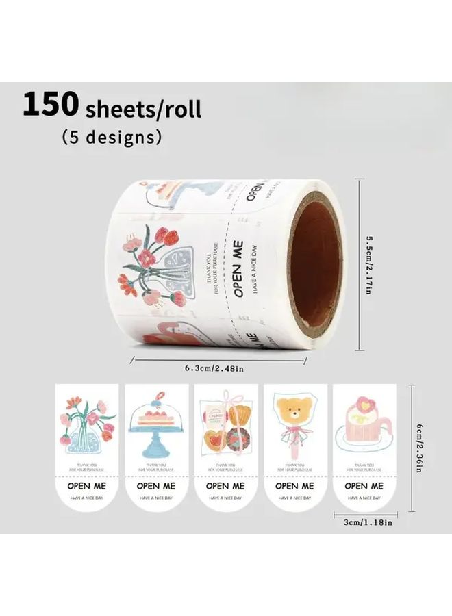 Cute Watercolor Stickers Roll 150 Sheets Self Adhesive Oval Labels for DIY Crafts Journals - Image 2
