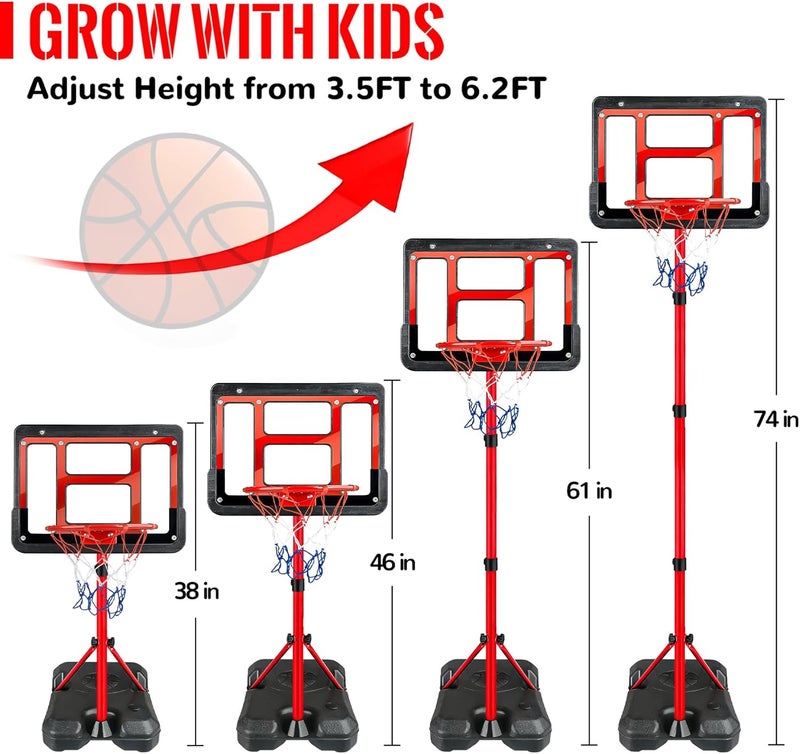 GMAOPHY Kids Basketball Hoop with Stand, Adjustable Basketball Set, Toddler Basketball Toys for Boys Age 3 4 5 6 7 8, Indoor Outdoor Backyard Sport Game Gifts - Image 4