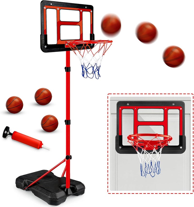 GMAOPHY Kids Basketball Hoop with Stand, Adjustable Basketball Set, Toddler Basketball Toys for Boys Age 3 4 5 6 7 8, Indoor Outdoor Backyard Sport Game Gifts - Image 1