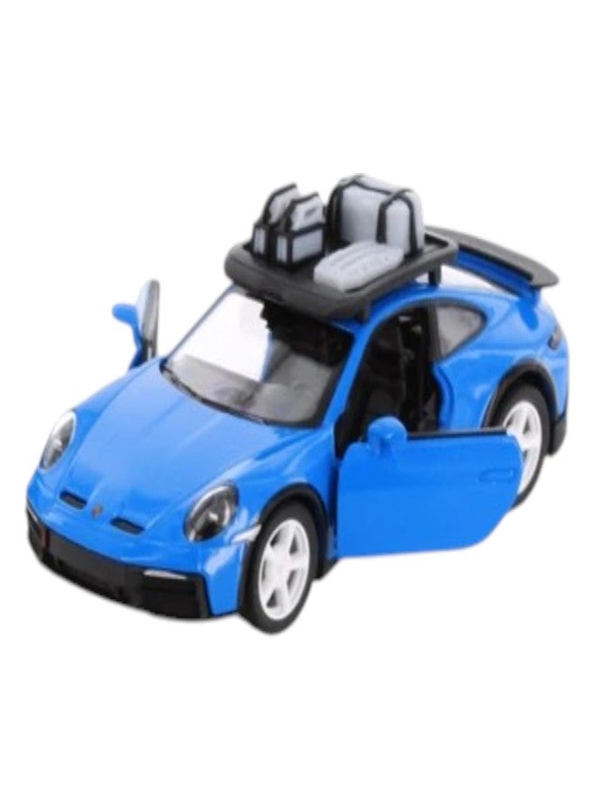 Mayatra's 911 Diecast Toy Car with Roof Rack Luggage, Pull-Back Action, Opens Doors (Blue_911_Rally_PNT)