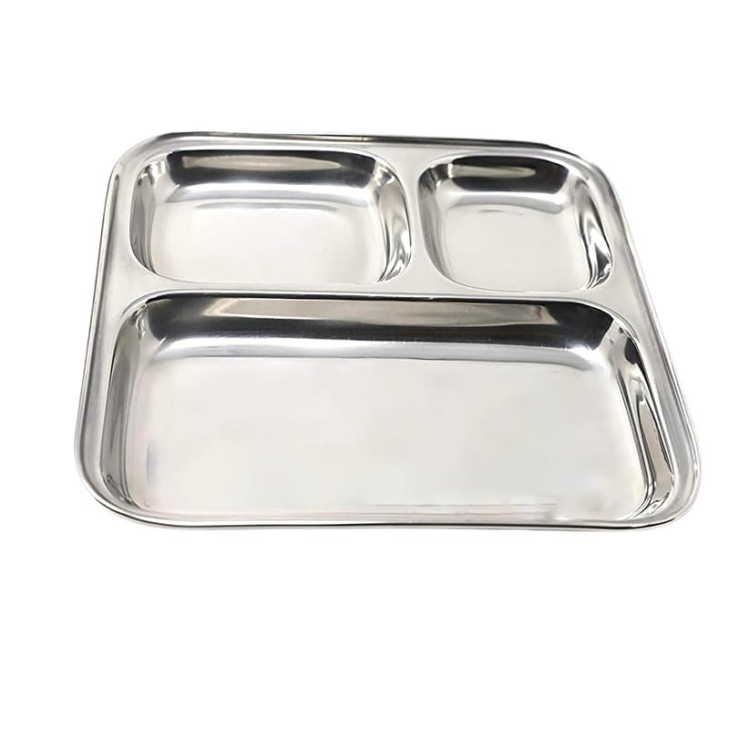 Dynore Stainless Steel 3 in 1 Divided Pav Bhaji Plate/Nasta Plate/Snacks Plate- Set of 1 - Image 4