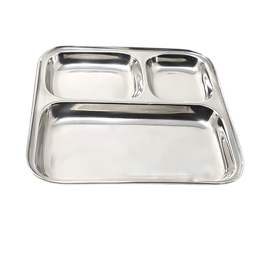 Dynore Stainless Steel 3 in 1 Divided Pav Bhaji Plate/Nasta Plate/Snacks Plate- Set of 1 - Image 1