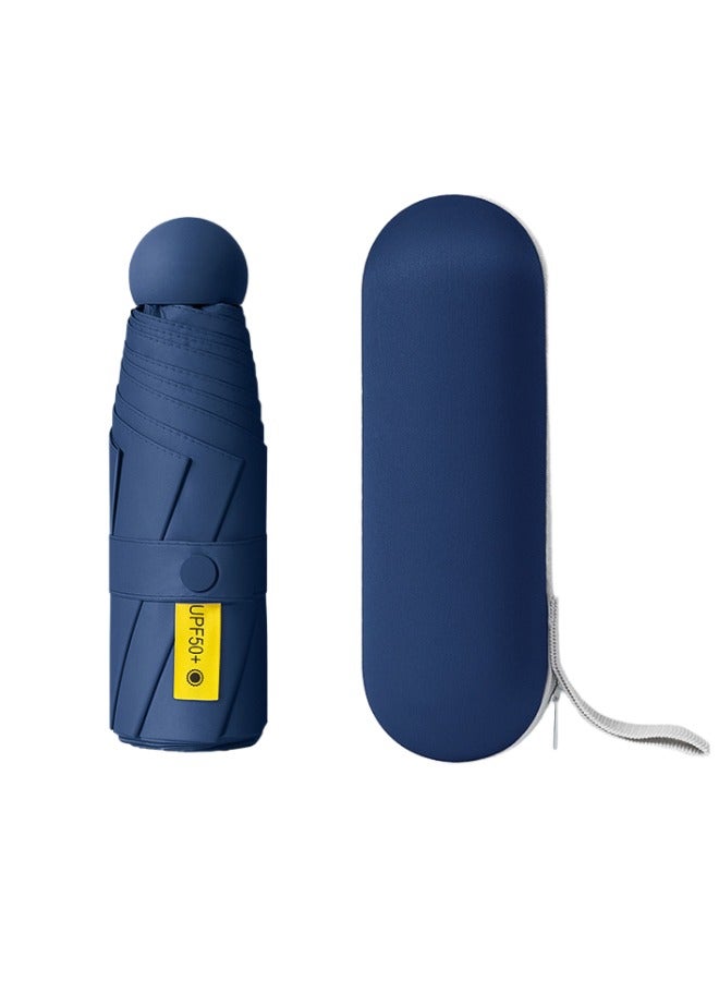 XiuWoo Travel Umbrella UV Resistant, Folding Umbrella Sun Protection Compact Pocket Umbrella Small Lightweight Portable with Storage Box Manual Open for Rain Men Women - Image 1