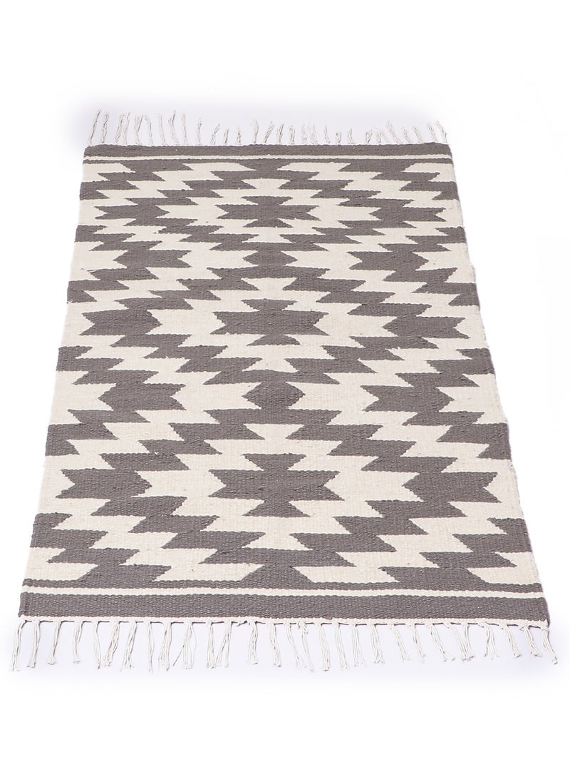 Bazaar Misr EYE Rug Hand Loomed KILIM Grey  - Image 4