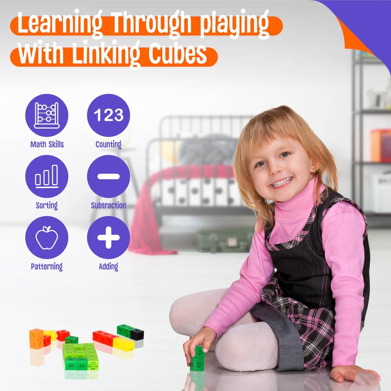 SpriteGru Math Linking Cubes, Set of 100 Math Cubes Manipulative Connecting and Counting Snap Blocks for Early Math and Construction, Educational Toy for Preschool, Kindergarten, Homeschool - Image 4
