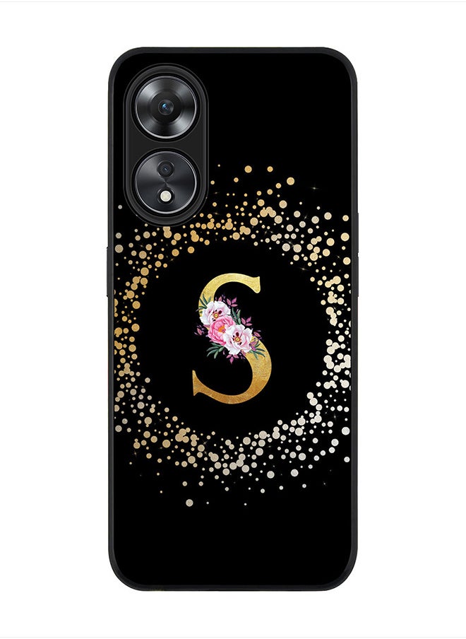 Stylizedd Cover for Oppo A78 5G /Oppo A58 5G Case , Rugged Black Slim fit Phone Cases - Custom Monogram Initial Letter Floral Pattern Alphabet -S (Black)  - Image 1