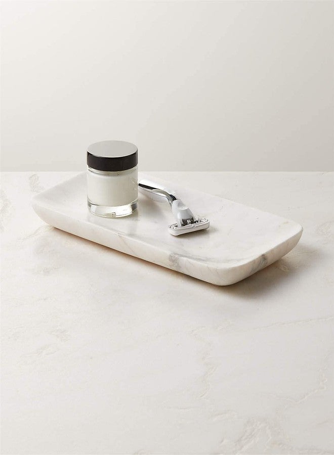 MBSC Rectangle Shape Marble Tray For Bathroom, Kitchen Serving, Dining Table Decoration And Gift (Vanity Platter) (White, Rectangular) - Image 1