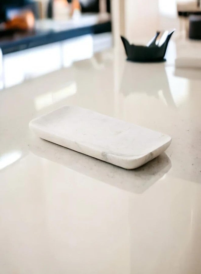 MBSC Rectangle Shape Marble Tray For Bathroom, Kitchen Serving, Dining Table Decoration And Gift (Vanity Platter) (White, Rectangular) - Image 2