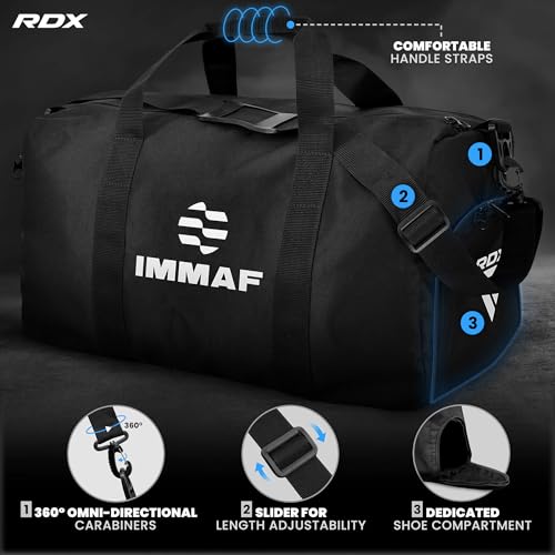 RDX 30L IMMAF Approved Sports Gym Equipment Bag for Athletes Duffle Bag with shoes compartment Multiple Pockets Holdall for MMA Boxing Gear Rucksack for Weekend Overnight Travel Hiking Men Women - Image 3
