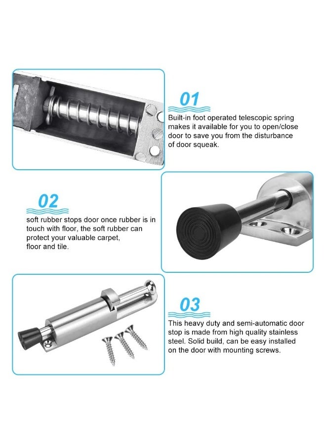 Metal Spring-Loaded Door Stopper with Foot Control - Floor Holder for Indoor and Outdoor Use, Ideal for Balcony and Gate Doors  - Image 5