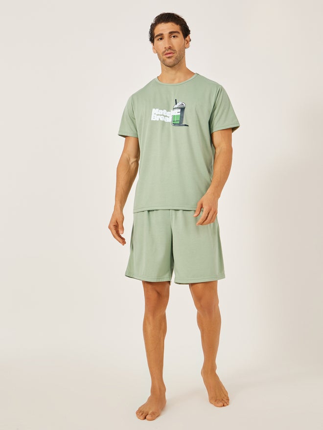 Styli Styli Unwind Graphic Printed T-Shirt and Solid Shorts Set  - Image 1