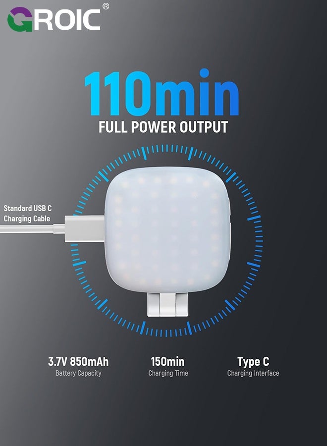 GROIC Magnetic Selfie Light, Portable Phone Ring Light with Rechargeable Battery, Compact LED Phone Light for Travel, Video Recording, Vlogging, Live Streaming - Image 3