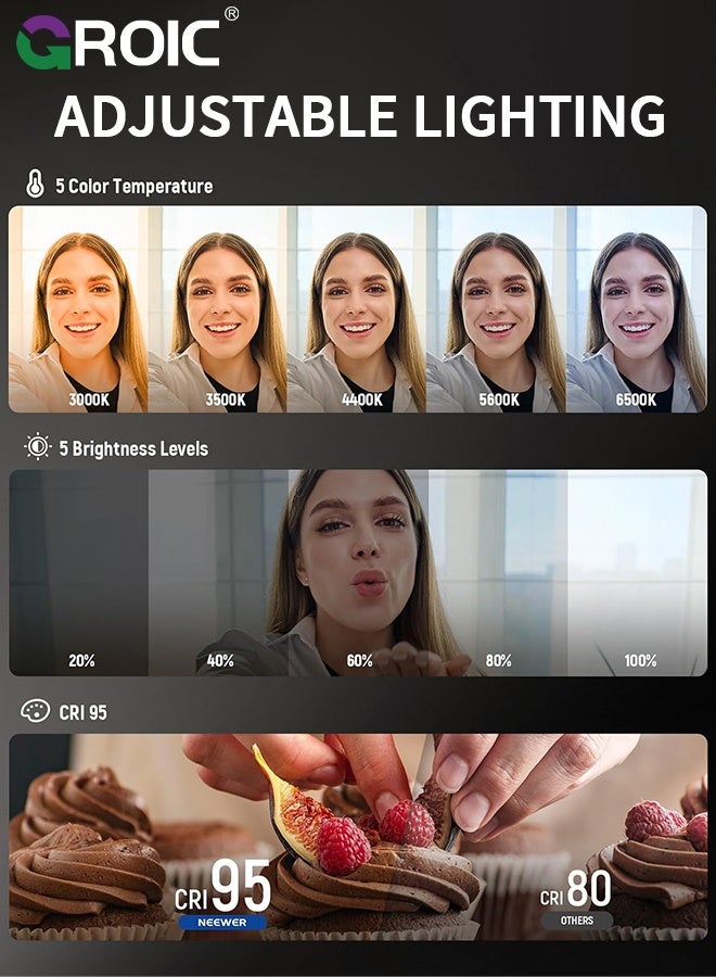 GROIC Magnetic Selfie Light, Portable Phone Ring Light with Rechargeable Battery, Compact LED Phone Light for Travel, Video Recording, Vlogging, Live Streaming - Image 4