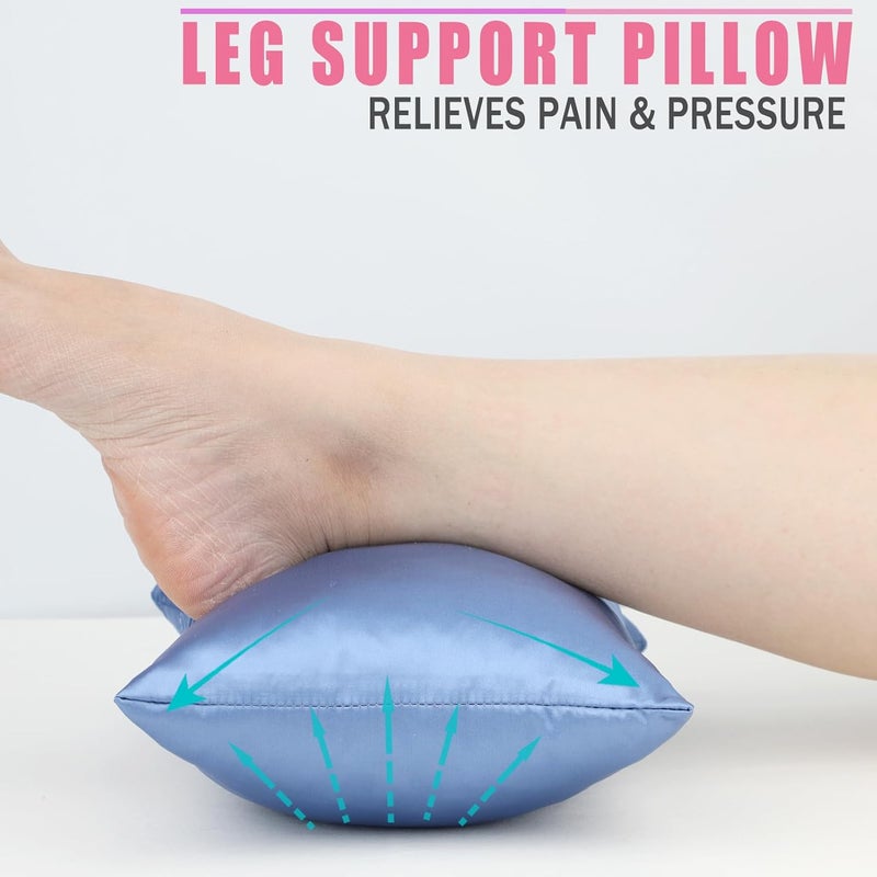 HapiPoppy Knee Pillow Leg Pillows 11" x 7.8" Silky Small Hip Support Pillows Smooth Cooling Between Legs for Side Sleepers Sciatica Joints Pain Relief Post Surgery Cushion Gifts, Satin Haze Blue - Image 4