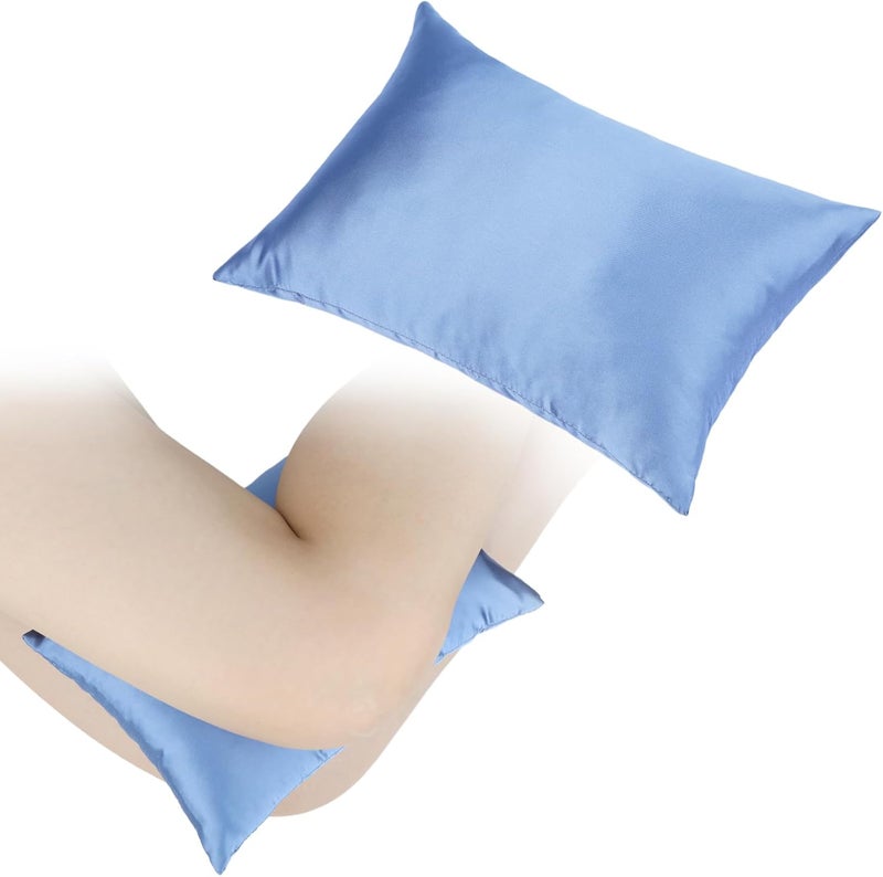 HapiPoppy Knee Pillow Leg Pillows 11" x 7.8" Silky Small Hip Support Pillows Smooth Cooling Between Legs for Side Sleepers Sciatica Joints Pain Relief Post Surgery Cushion Gifts, Satin Haze Blue - Image 1