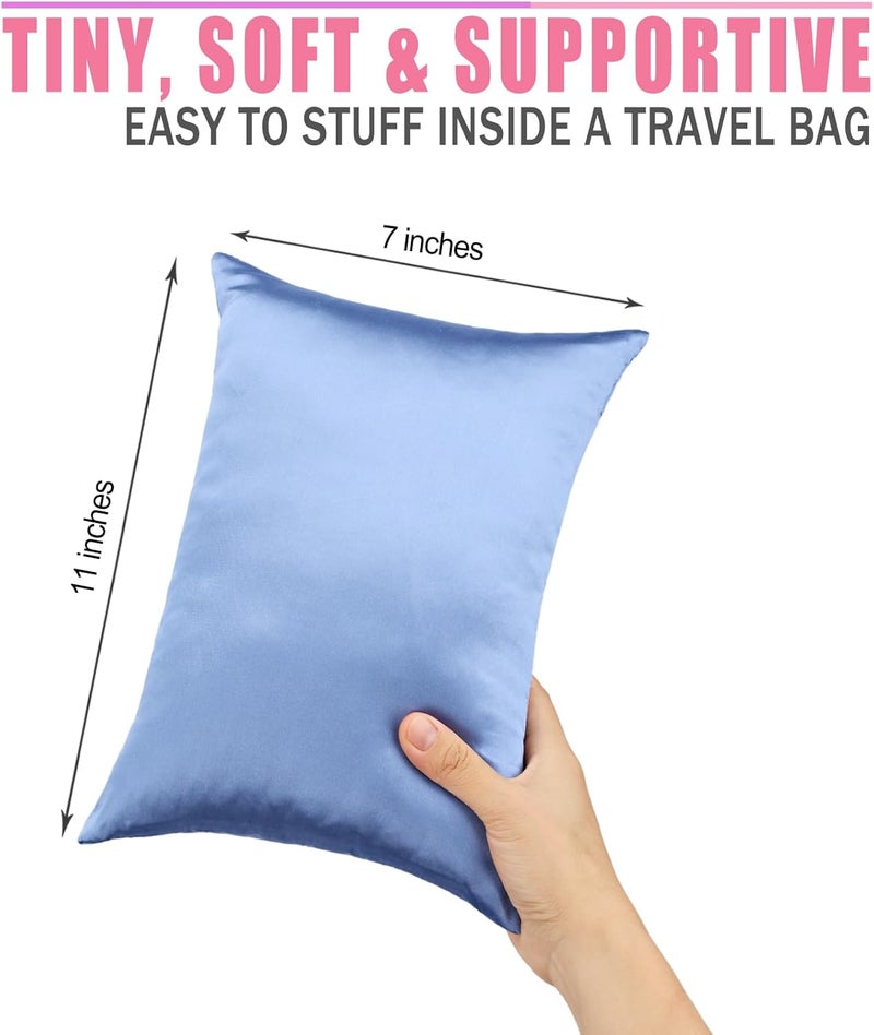 HapiPoppy Knee Pillow Leg Pillows 11" x 7.8" Silky Small Hip Support Pillows Smooth Cooling Between Legs for Side Sleepers Sciatica Joints Pain Relief Post Surgery Cushion Gifts, Satin Haze Blue - Image 5