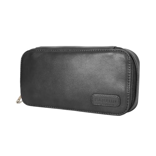 HAMELIN Oslo Tech Organiser | Black, Vegan Leather | All in One Gadget Organizer | Multipurpose Pouch for Men and Women | Hard Disk Cover Case | Stylish Storage for Earphone, USB Cable, Power Bank - Image 1