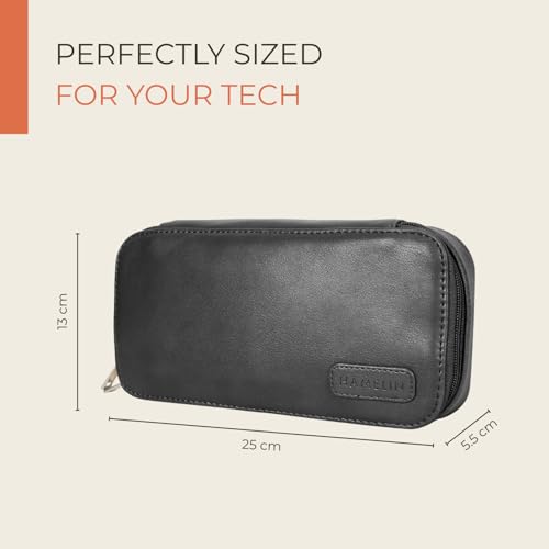 HAMELIN Oslo Tech Organiser | Black, Vegan Leather | All in One Gadget Organizer | Multipurpose Pouch for Men and Women | Hard Disk Cover Case | Stylish Storage for Earphone, USB Cable, Power Bank - Image 2