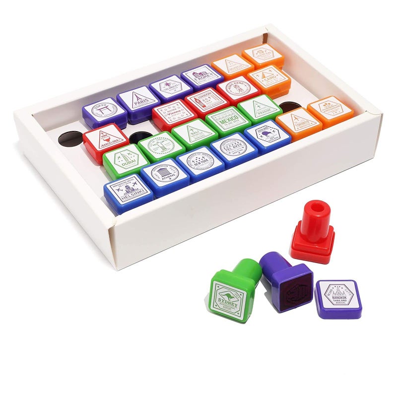 Bright Creations Passport Stamps, City and Country Stamp Set (1 x 1 In, 26 Pieces) - Image 5