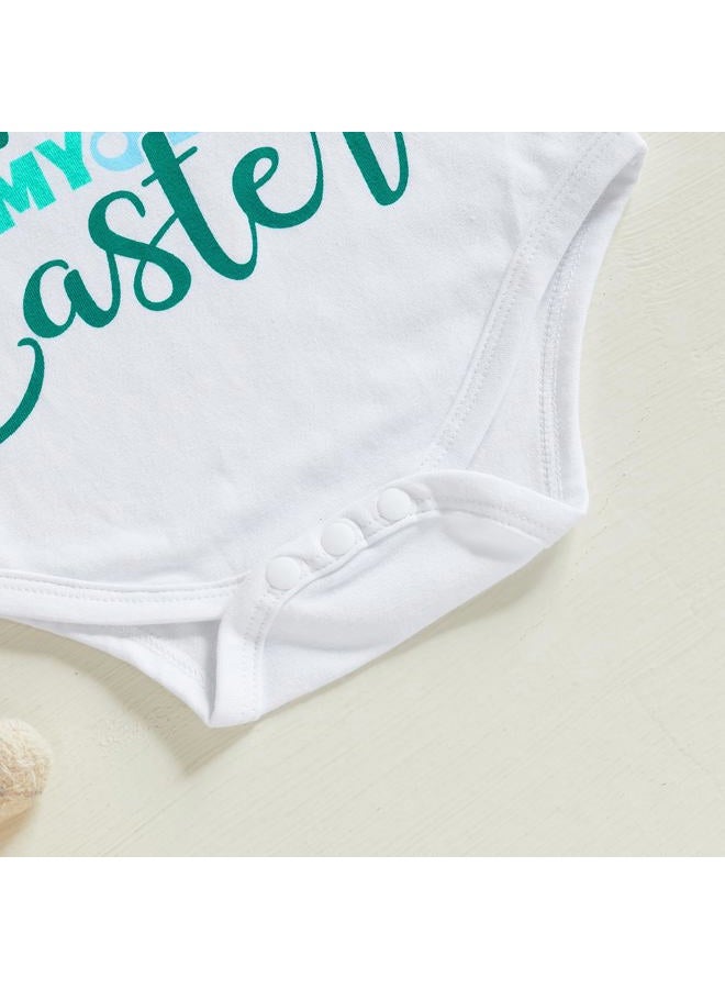 BeQeuewll Easter Newborn Baby Boy 3PCS Clothes Set Infant Long Sleeve Romper Bunny Carrot Suspender Pants Overalls Outfits (1st easter, 6-9 Months) - Image 5