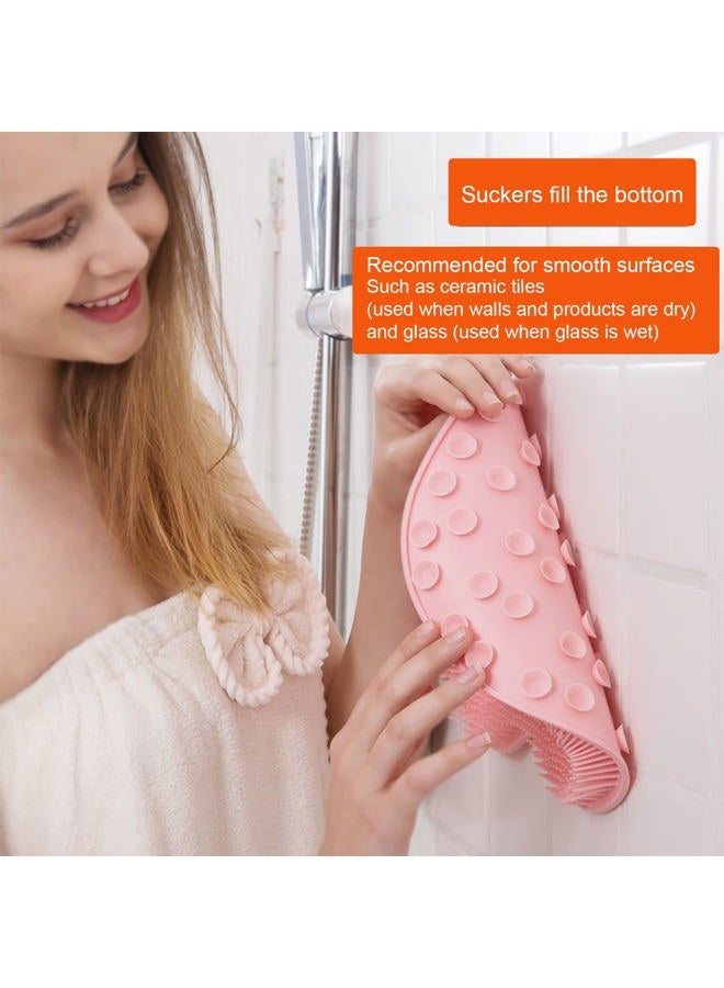 VOPHIA 2 Pack Shower Back & Foot Scrubber,Wall Mounted Back Scrubber Silicone Bath Massage Cushion Brush with Suction Cups,Bathroom Wash Foot Mat Exfoliating Dead Skin Foot Brush (L-Pink Blue) - Image 5