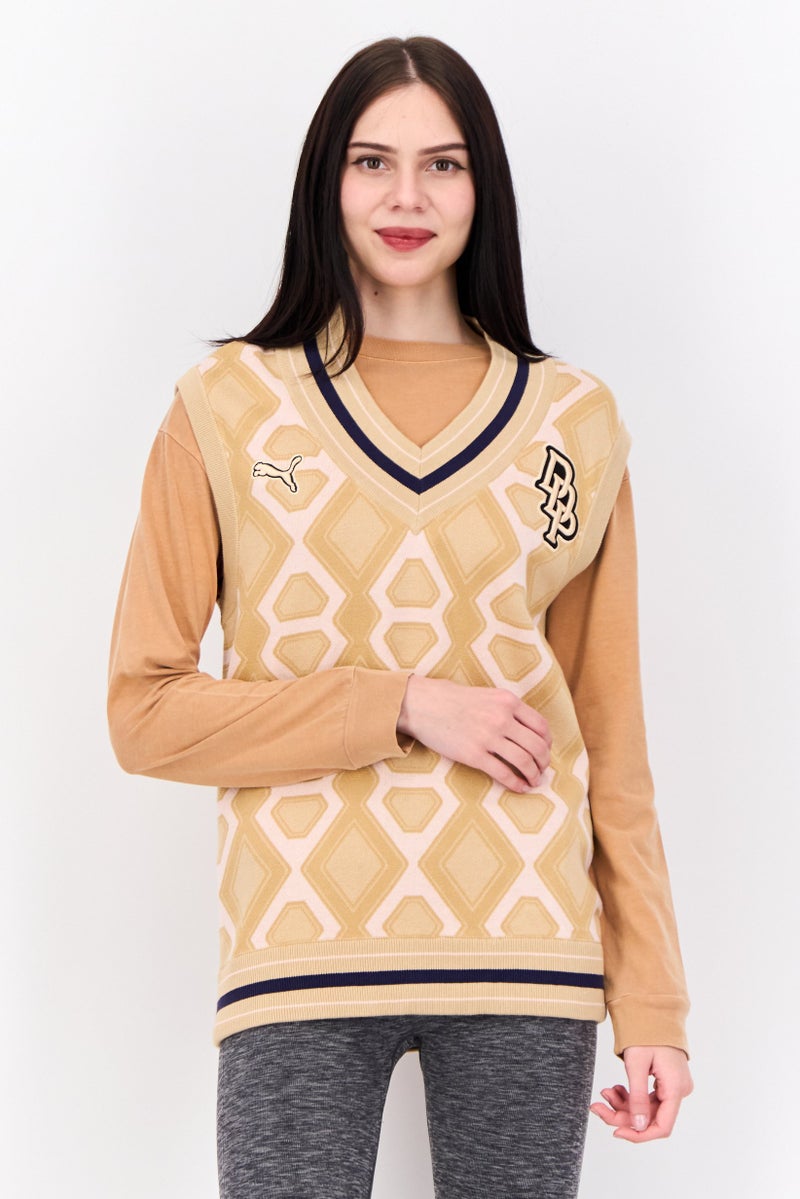 Puma x Dapper Dan Women Sportswear Fit Outdoor Sweater Vest, Tan - Image 1
