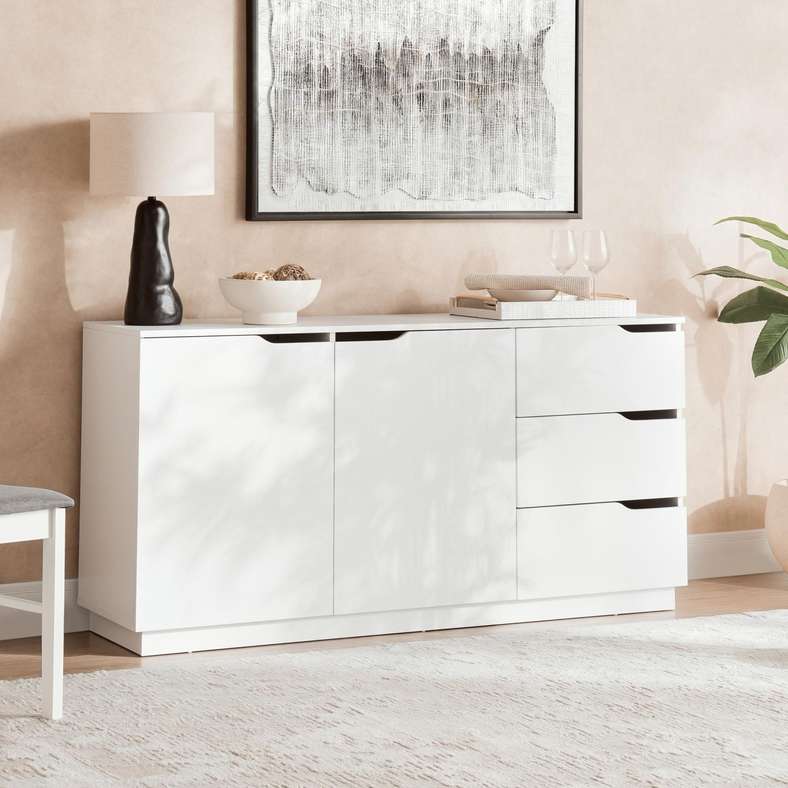 Pan Home MENORA SIDEBOARD WITH 3 DRAWER 2 DOOR MELAMINE - WHITE - Image 1